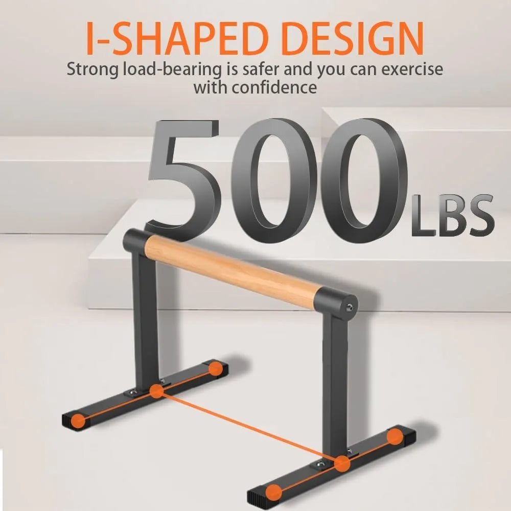 Wooden Parallel Bar & Dip Bar, 500lbs Capacity, Push-up Bar for Handstand, L-Sit, Gymnastics, Home Gym Strength Training