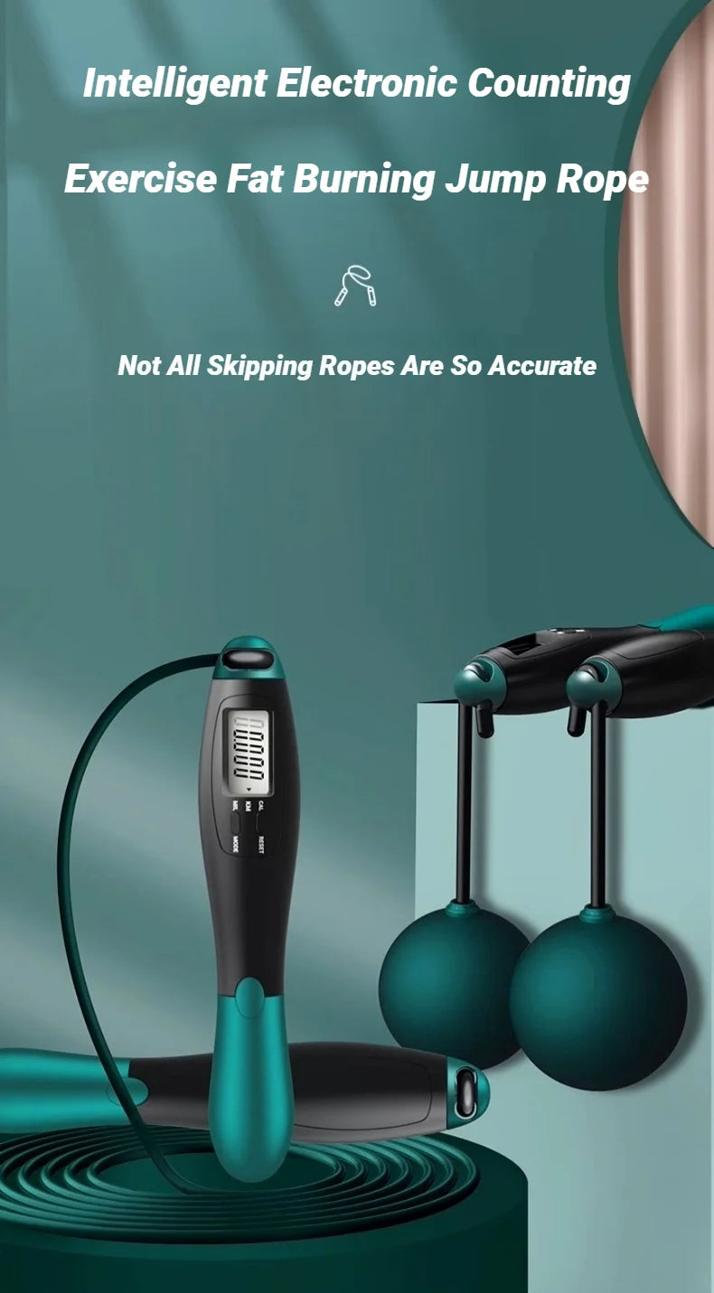 Counting Jump Rope with Digital Counter Adjustable Steel Skipping Rope for Cardio & Fitness