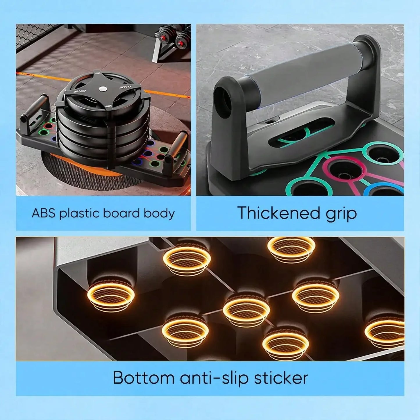 Solid Push Up Board Home Workout Equipment Multi-Functional Pushup Stands System Fitness Floor Chest Muscle Exercise Professional Equipment Burn Fat Strength Training Arm Men & Women Weights