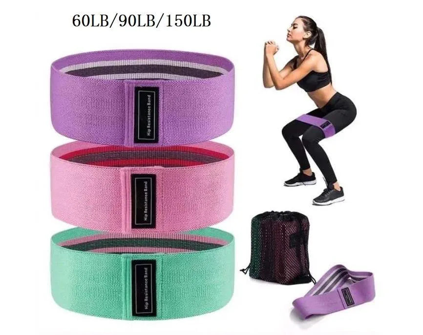3-Pack Fabric Resistance Bands – Non-Slip Hip, Glute & Thigh Workout Bands for Squats, Yoga & Strength Training