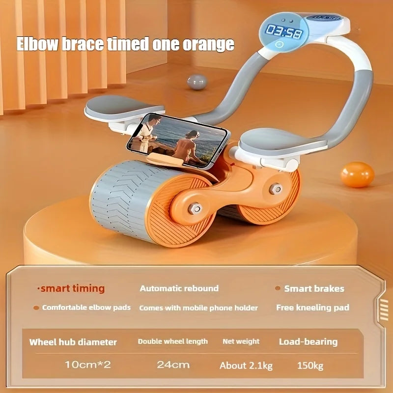 Ab Roller With Pads Self-Rebounding 2-Wheel Ab Trainer Elbow Pads Home Fitness Equipment For Building Strong Abs And Six-Pack