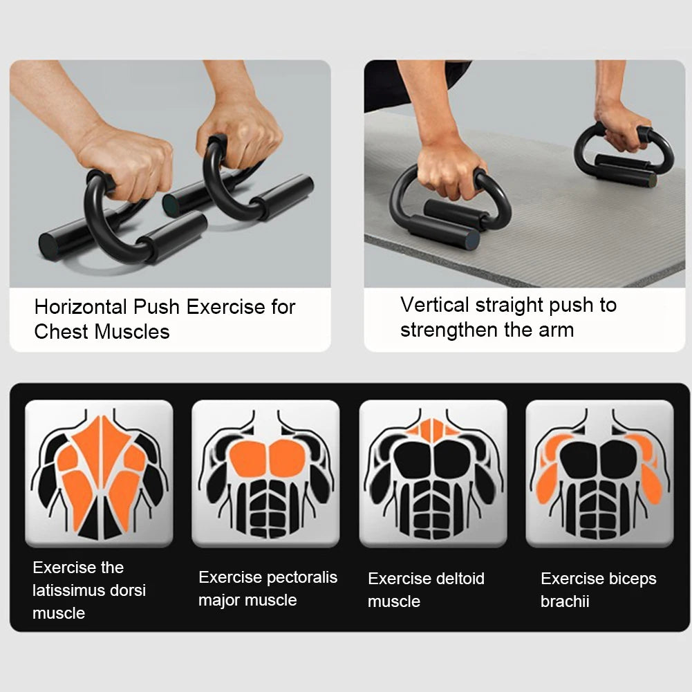 S Shape Push-up Stand Foam Handles Chest Fitness Equipment Anti Slip Home Fitness Chest Training Equipment