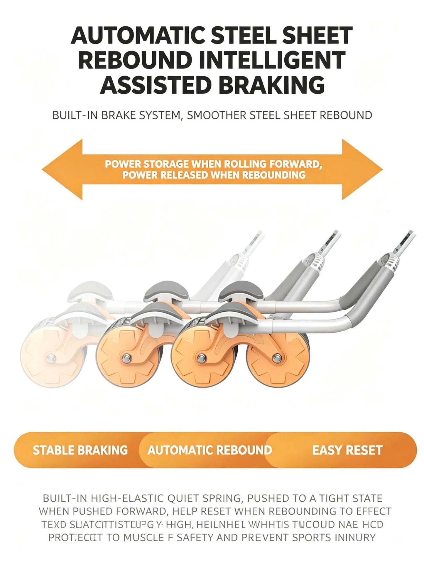 Elbow Support Abdominal Roller Automatic Rebound Ab Wheel with Phone Stand Counter for Core Training Home Fitness