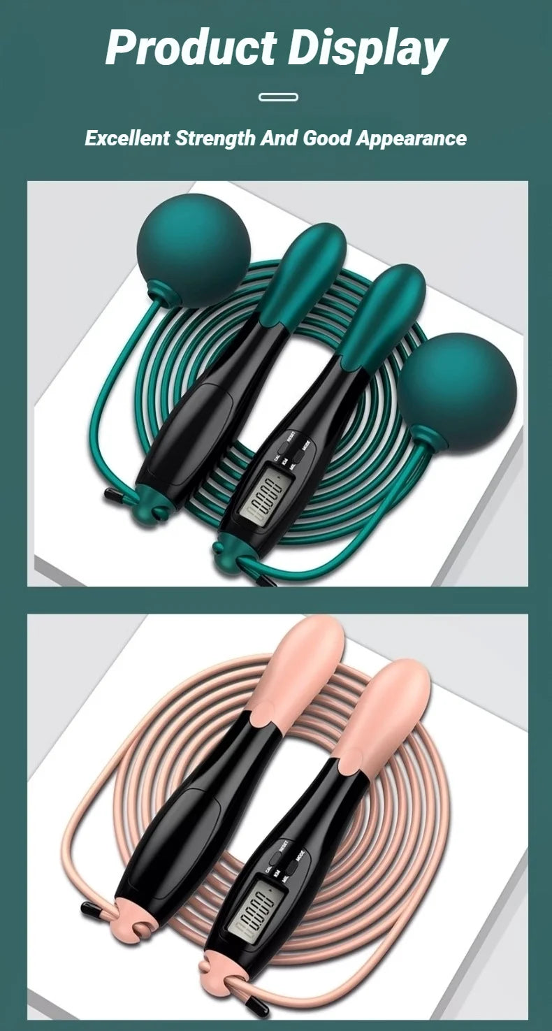 Counting Jump Rope with Digital Counter Adjustable Steel Skipping Rope for Cardio & Fitness