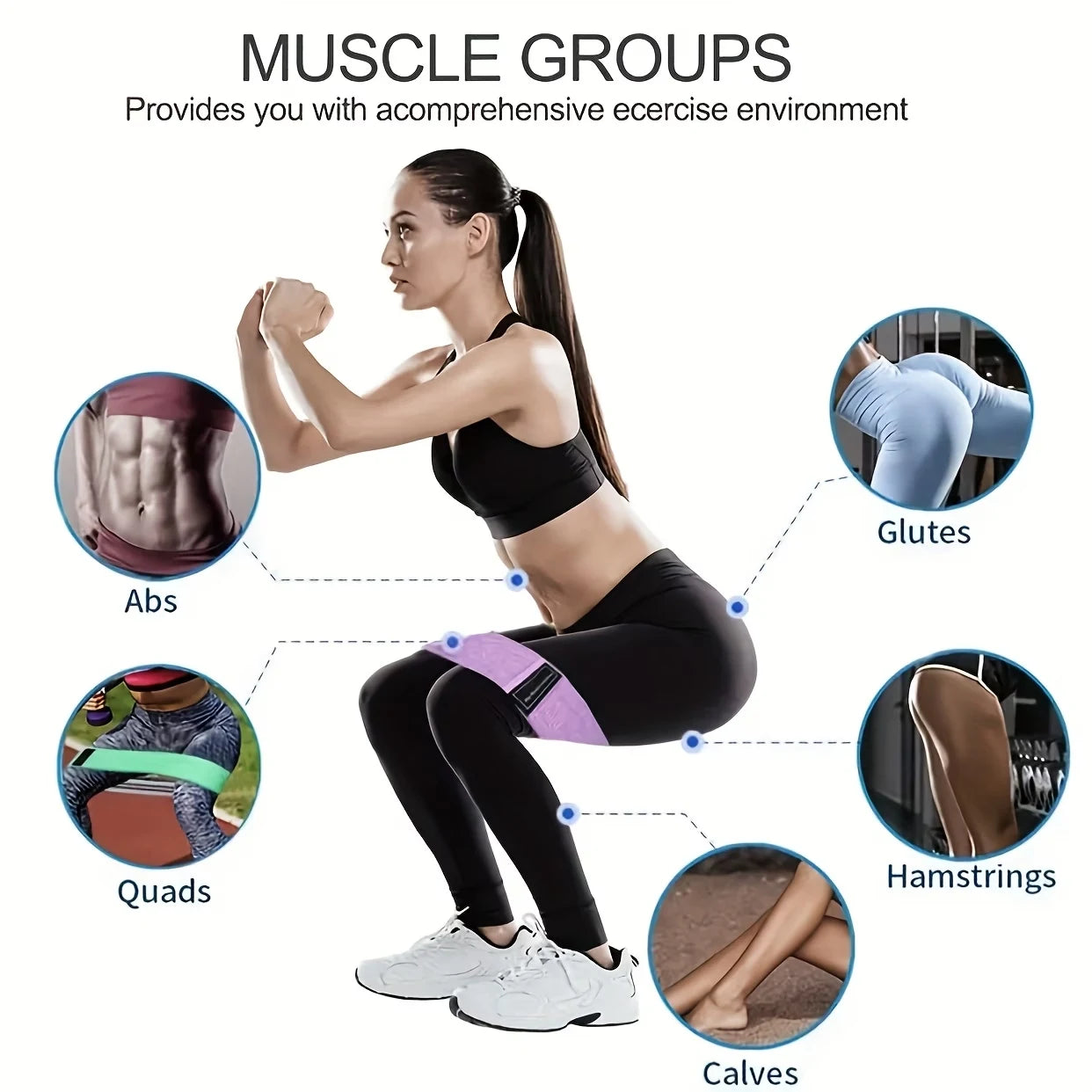 Fabric Resistance Hip Booty Bands Glute Thigh Elastic Workout Squat Circle Stretch Fitness Strips Loops Yoga Gym Equipment 3Pcs