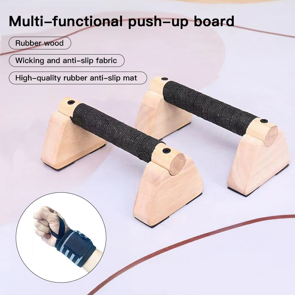 Premium Rubberwood Push-Up Stands (Pair) – Wooden Parallettes for Push-Ups, Russian Dips, Calisthenics & Home Gym Training