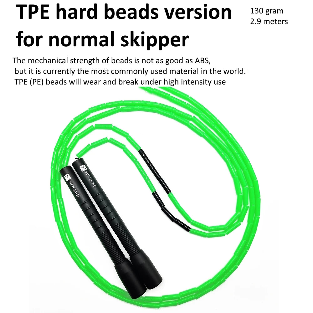 NEVERTOOLATE XROPE  ABS TPE 7mm hard beads jump skipping rope beaded skip rope Professional competition 2.9 meter long handle