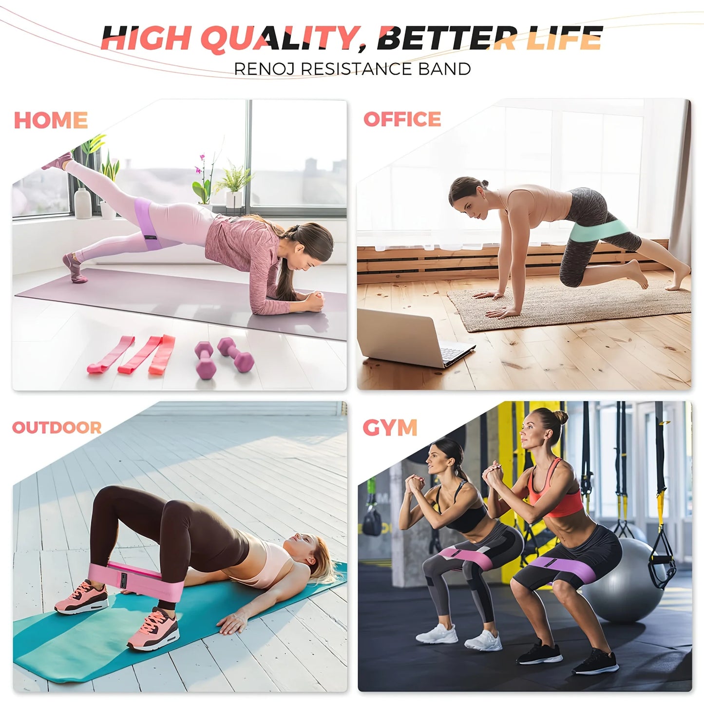 Fabric Resistance Hip Booty Bands Glute Thigh Elastic Workout Squat Circle Stretch Fitness Strips Loops Yoga Gym Equipment 3Pcs