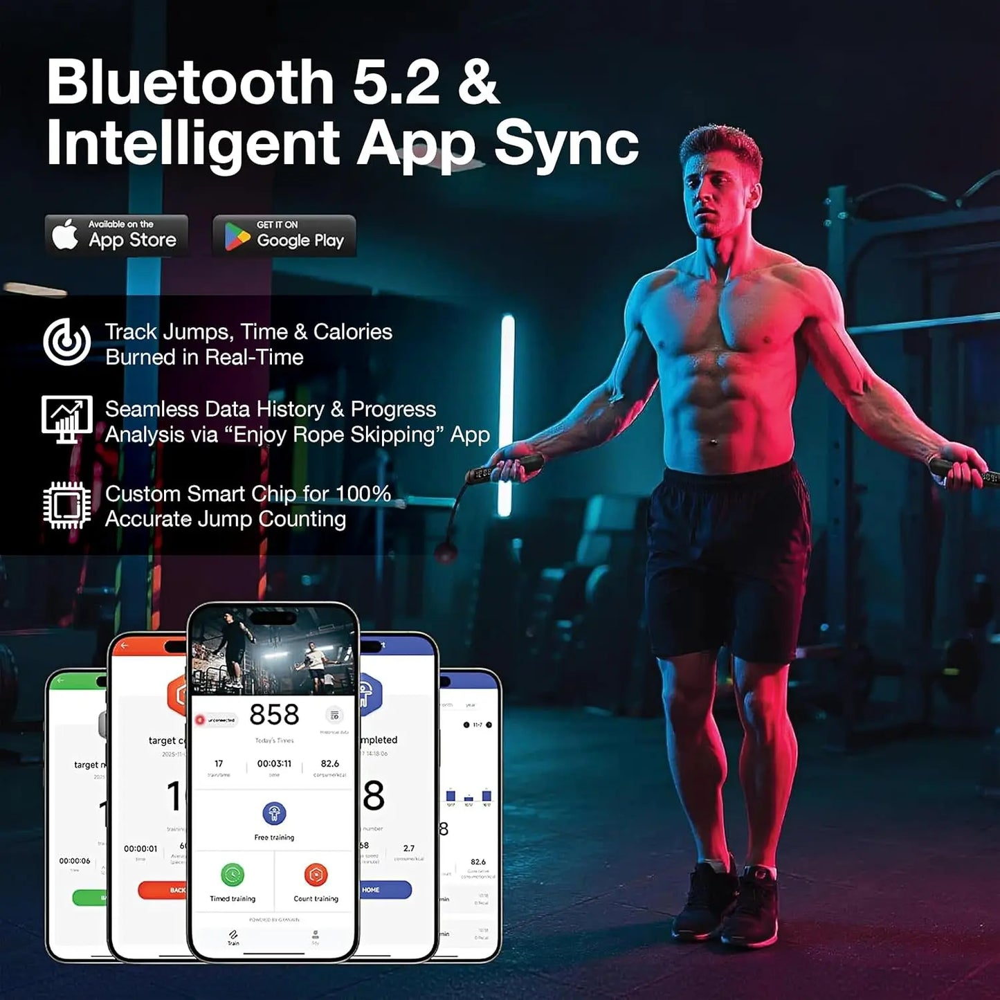 Progression Fitness Cordless Jump Rope – Smart Calorie Counter Cardio Trainer