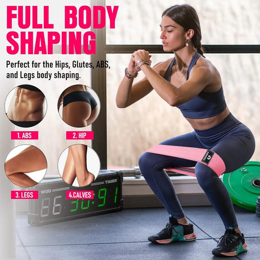 3-Piece Fabric Resistance Bands Set for Legs, Glutes, Yoga & Pilates | Non-Slip Workout Bands