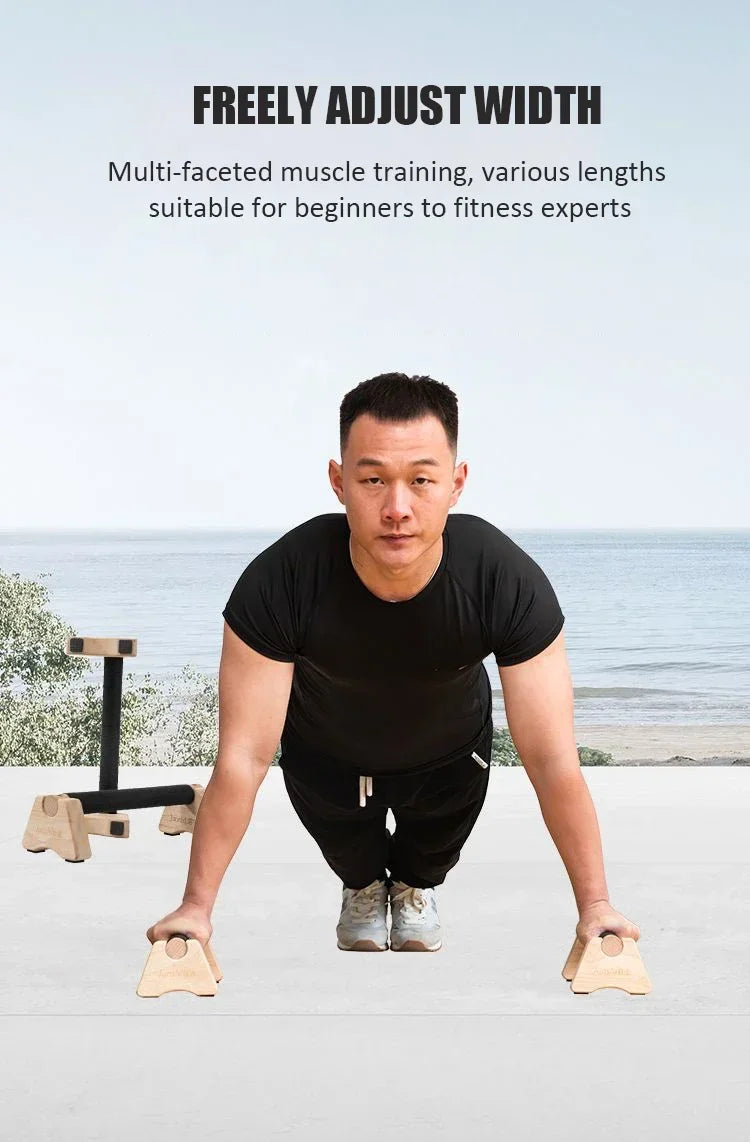 1 Pair Wooden Push-up Bar Stands Gym Push Ups Rack Board Fitness Exercise Body Building Training Handstand Parallel Rod