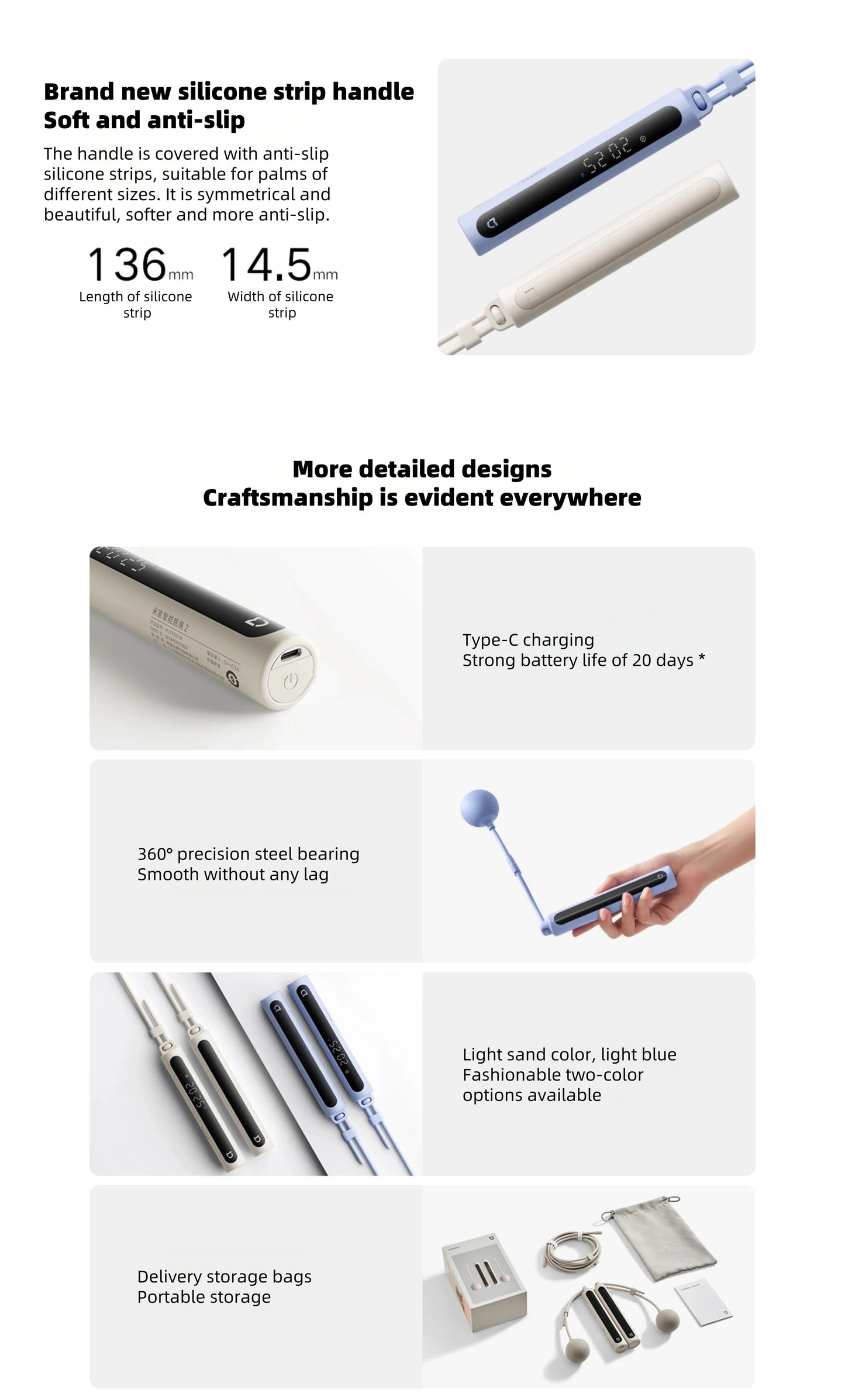 Original Mijia Smart Skipping Jump Rope 2 Digital Counter Adjustable Calorie Calculation Sport Fitness Exercise Lose Weight CN