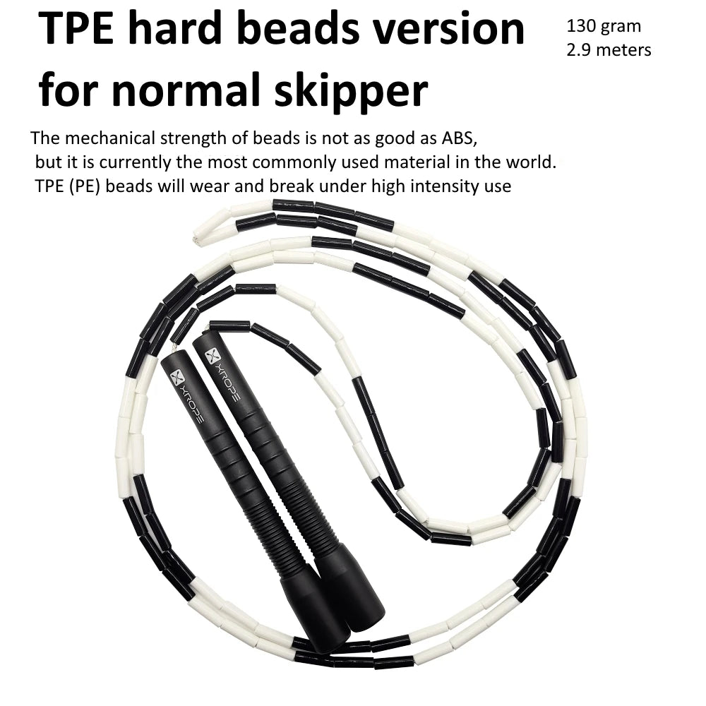 NEVERTOOLATE XROPE  ABS TPE 7mm hard beads jump skipping rope beaded skip rope Professional competition 2.9 meter long handle