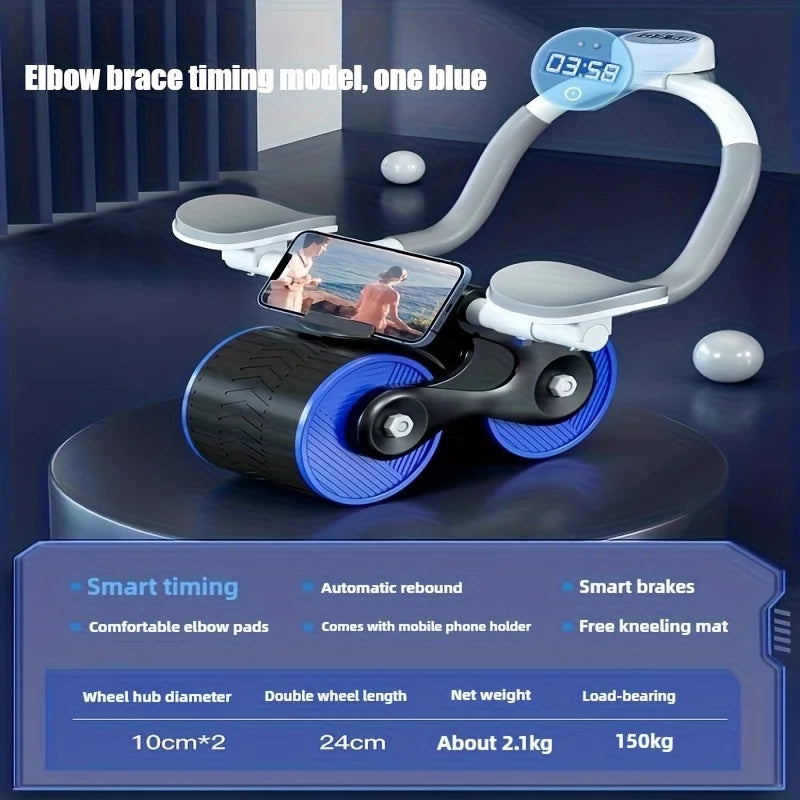 Ab Roller With Pads Self-Rebounding 2-Wheel Ab Trainer Elbow Pads Home Fitness Equipment For Building Strong Abs And Six-Pack
