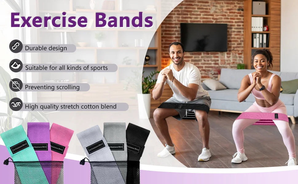 Progression Fitness Fabric Resistance Bands Set | 3-Level Exercise Bands for Glute, Leg & Full Body Workouts