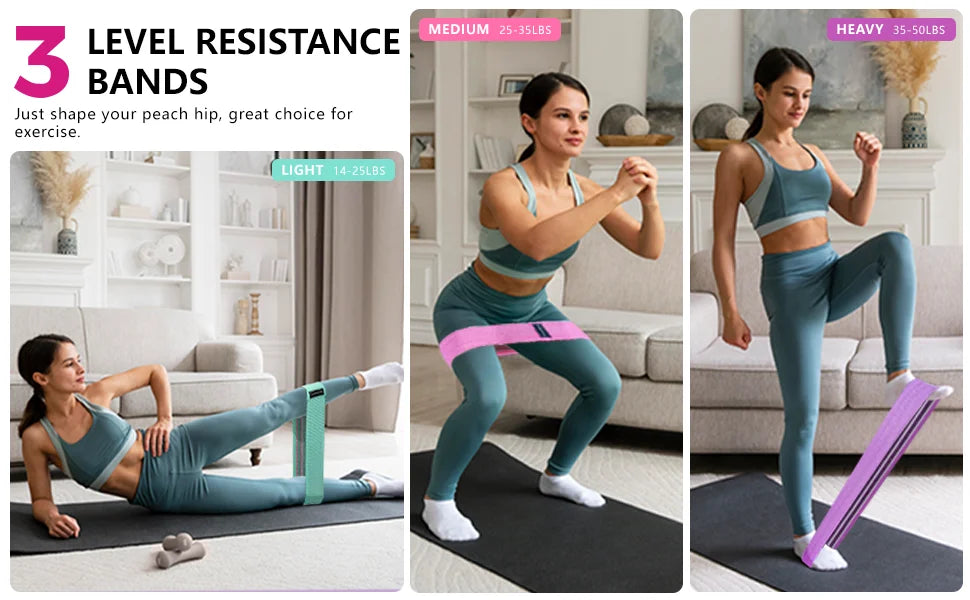 Progression Fitness Fabric Resistance Bands Set | 3-Level Exercise Bands for Glute, Leg & Full Body Workouts