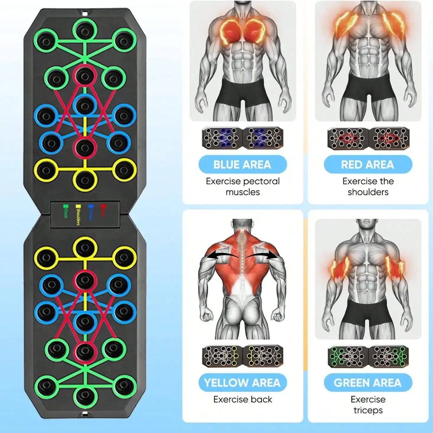 Solid Push Up Board Home Workout Equipment Multi-Functional Pushup Stands System Fitness Floor Chest Muscle Exercise Professional Equipment Burn Fat Strength Training Arm Men & Women Weights