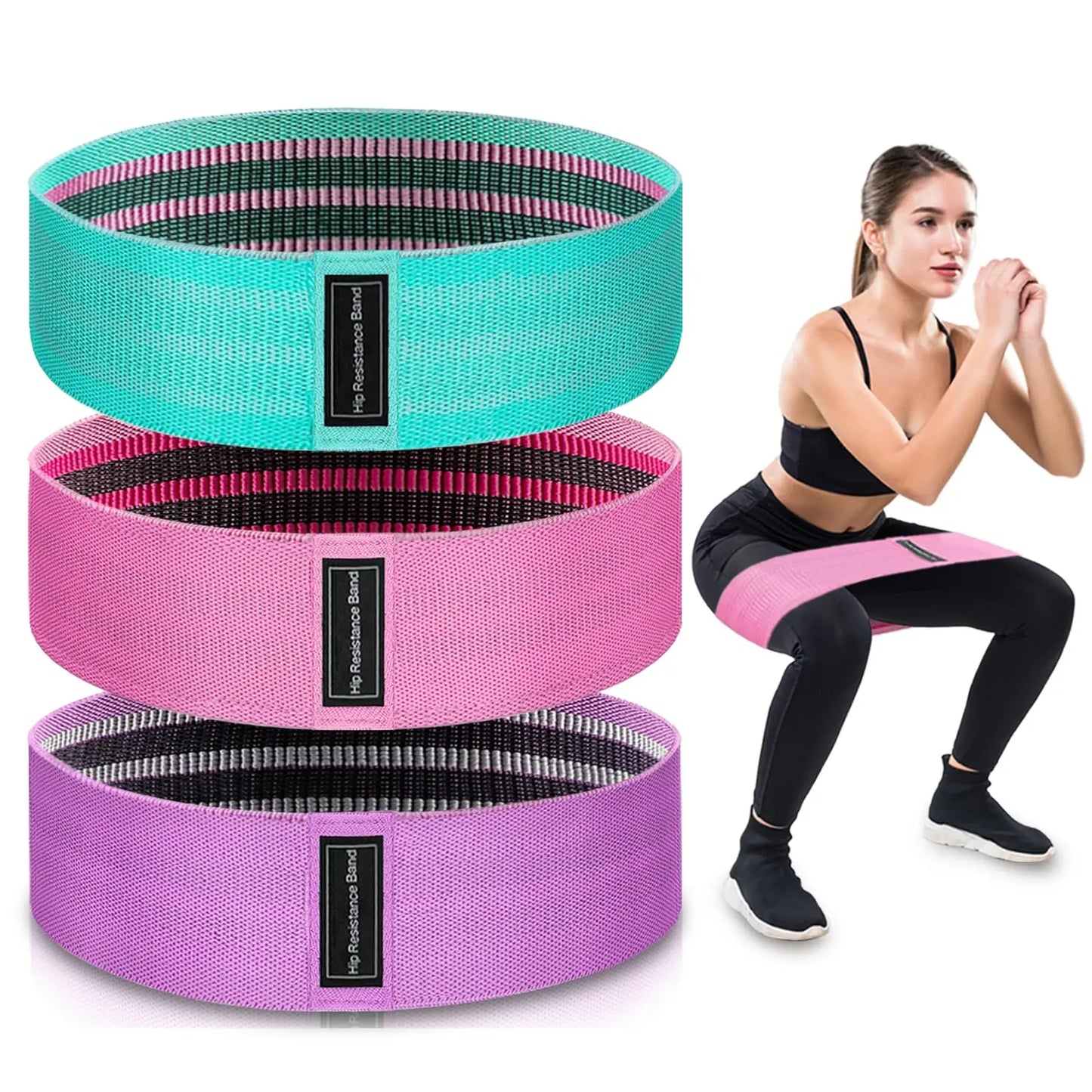 Progression Fitness Fabric Resistance Bands Set | 3-Level Exercise Bands for Glute, Leg & Full Body Workouts