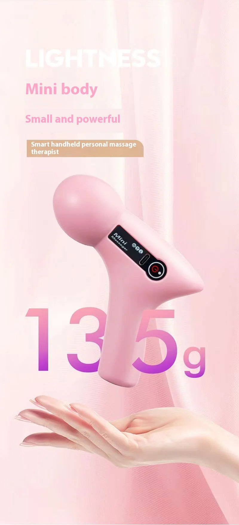 Mini Massage Massage LCD Screen 6 Heads Gun Muscle Massager Portable Electric Fascia Gun for Neck Foot Body Fascia Gun