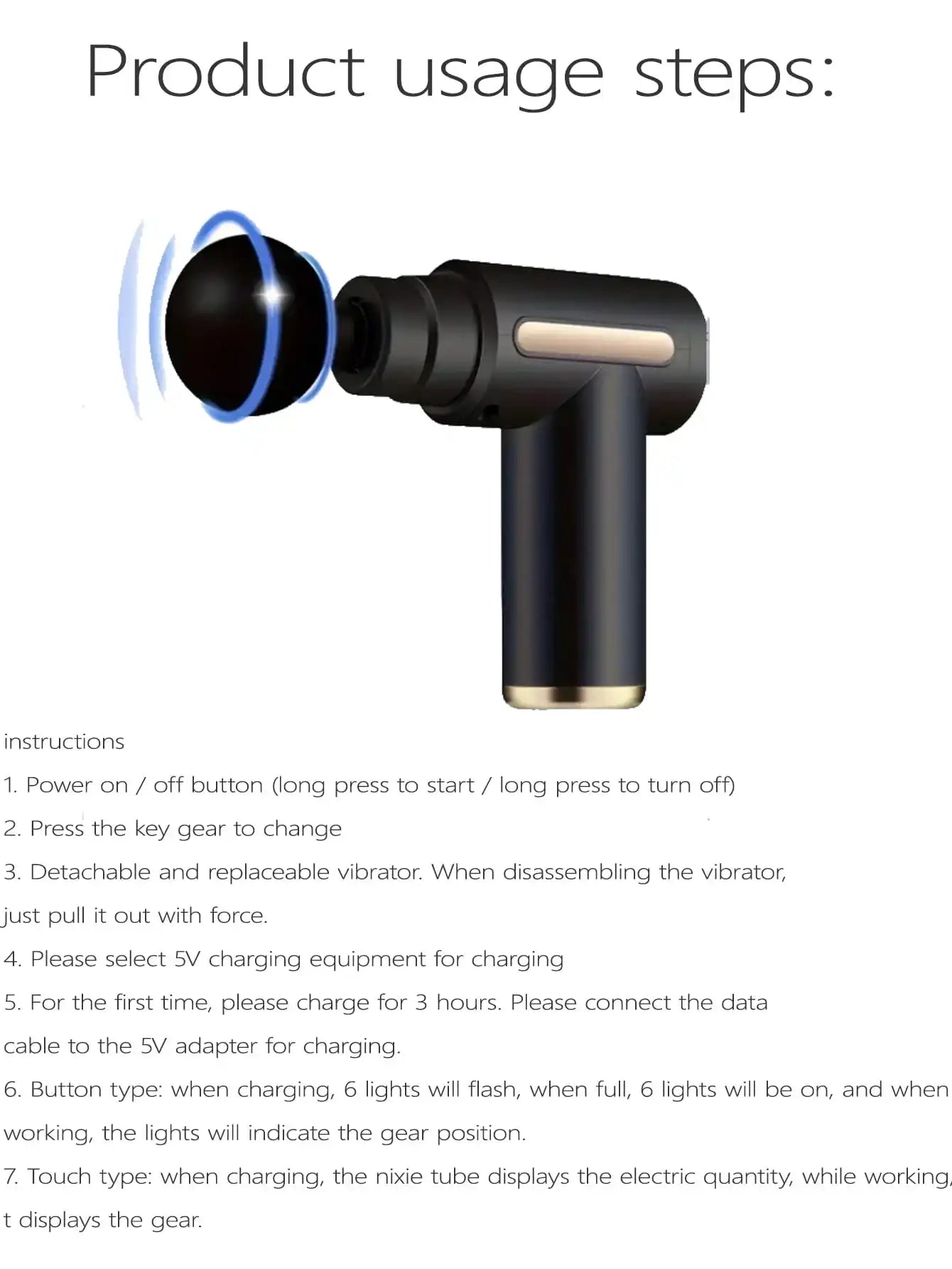2026Portable Muscle Massage Gun For Body Massage, With Led Touch Screen, Speed Adjustment,, And 4 Replaceable，Rechargeable
