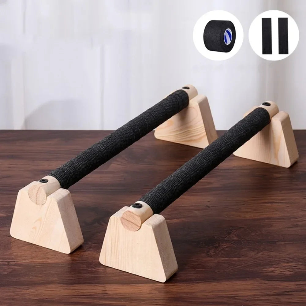 Wooden Push Up Bars (Pair) | Non-Slip Parallettes for Strength Training & Calisthenics