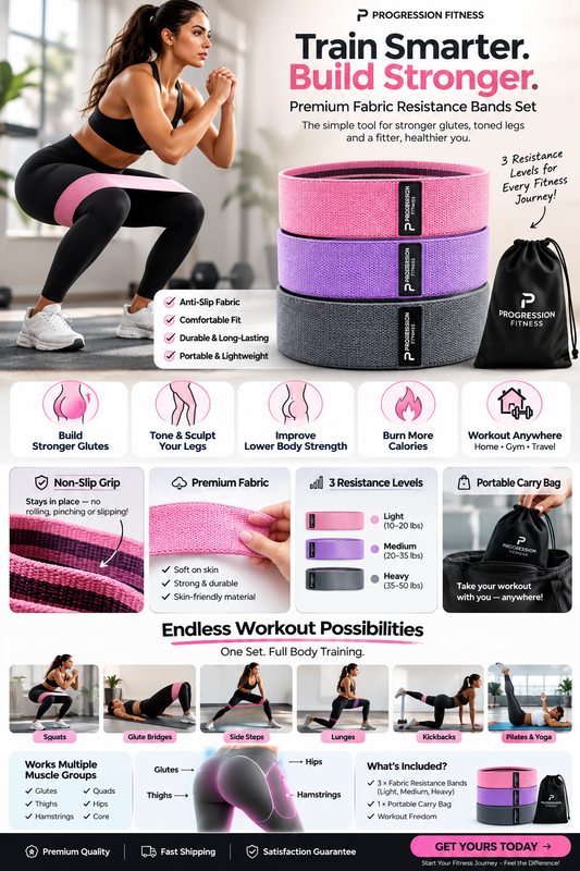 3-Pack Fabric Resistance Bands Set – Anti-Slip Glute & Hip Workout Bands for Legs, Squats, Pilates & Yoga