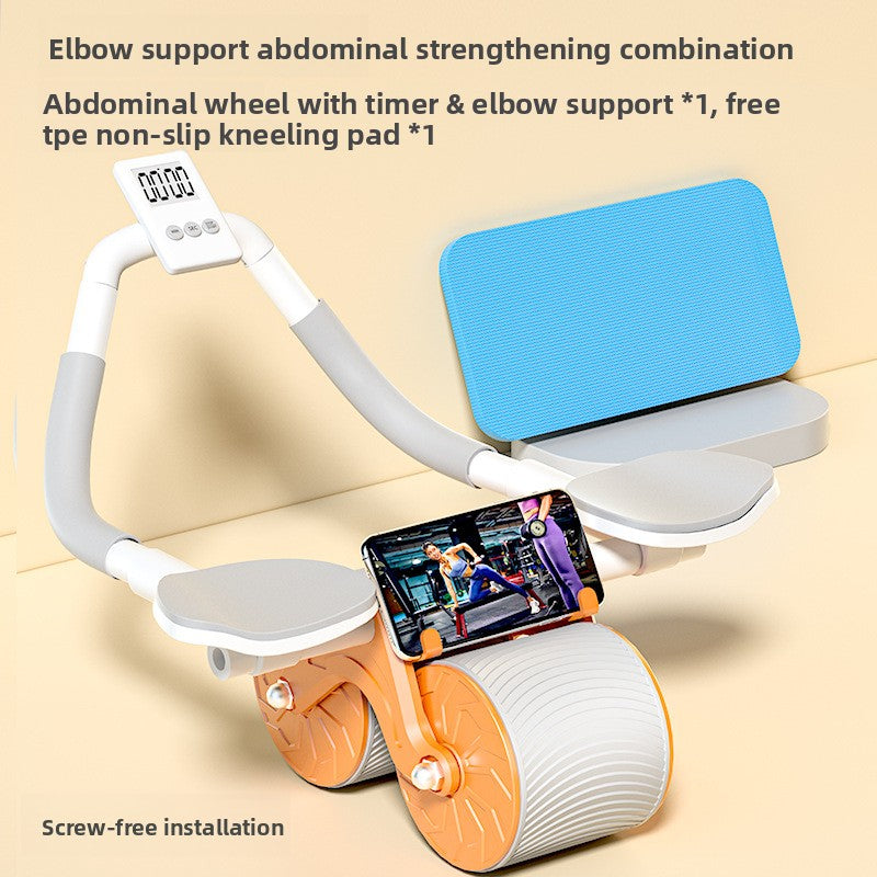 Ab Roller Wheel with Automatic Rebound & Elbow Support